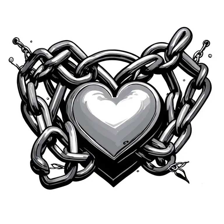 name, lock and chain, heart, love, masculine tattoo design idea