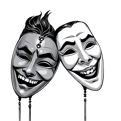Happy And Sad Mask tattoo design idea