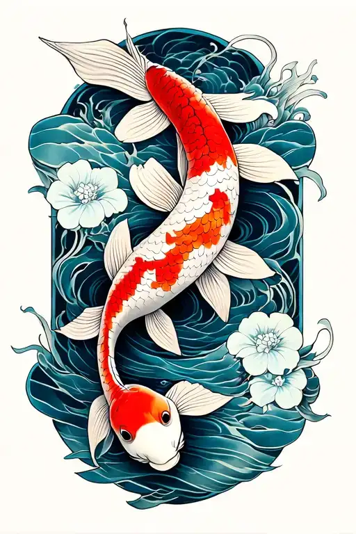 koi fish swimming tattoo design idea