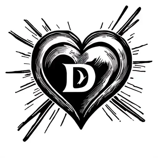 ring finger heart tattoo with the initial D Luffy tattoo design idea