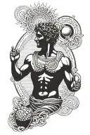 Mercury Greek god with sun behind him tattoo design idea