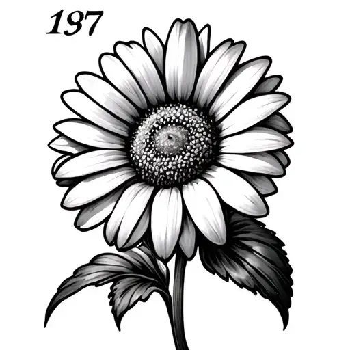 daisy with the Roman numerals 1987 tattoo design idea
