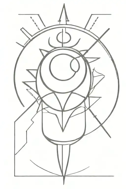 sun with Scandinavian bindrunes symbolizing protection on top in a vertical line, sun in center, and strength on bottom tattoo design idea