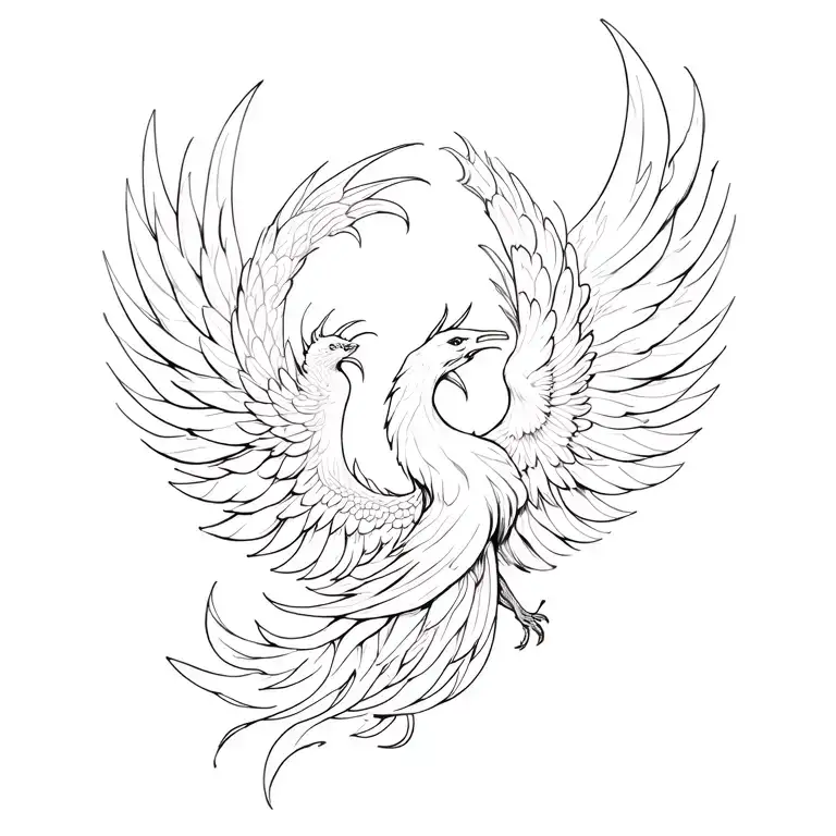 Feminine Phoenix tattoo design idea