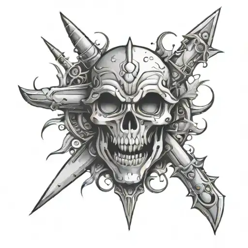 cornicello with cyber sigilism tattoo design idea