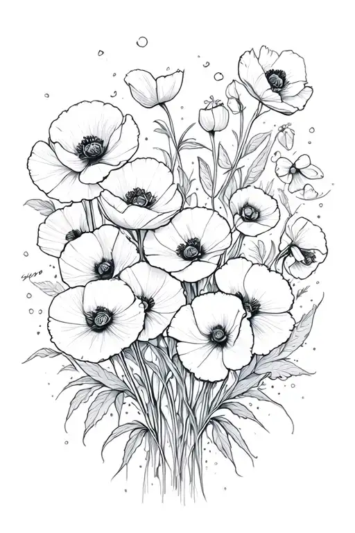 poppies and heaven something memorial for grandmother tattoo design idea