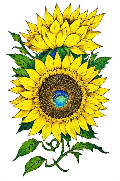 Sunflower Sun Enso Lotus 3 Point Laces Pleumes Phoenix Lumière tattoo design idea