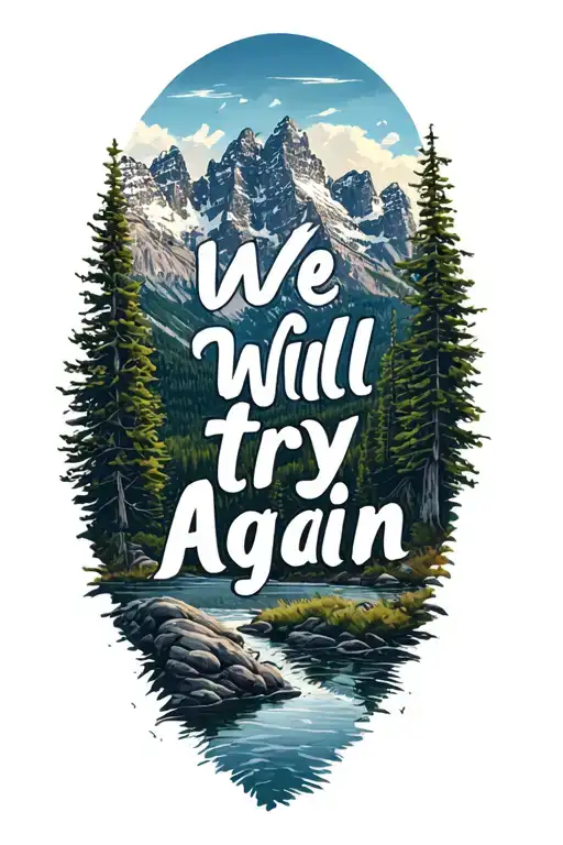 "We will try again" Grand Tetons tattoo design idea