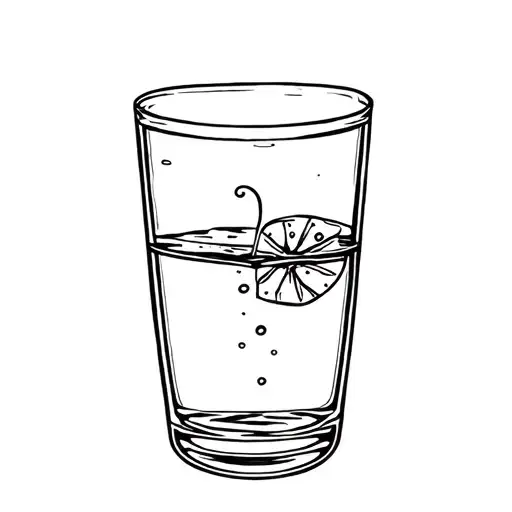 a glass half full of water tattoo design idea
