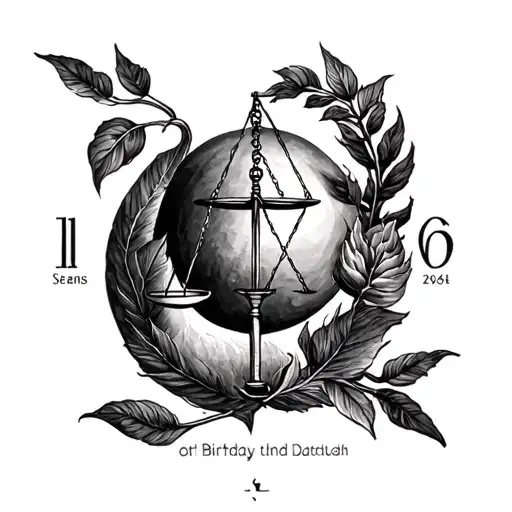 libra and numeric year date and birthday date tattoo design idea