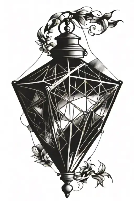 Diamond shaped Gothic lantern tattoo design idea