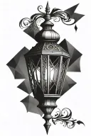 Diamond shaped Gothic lantern tattoo design idea