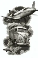 Airplane bus tattoo design idea