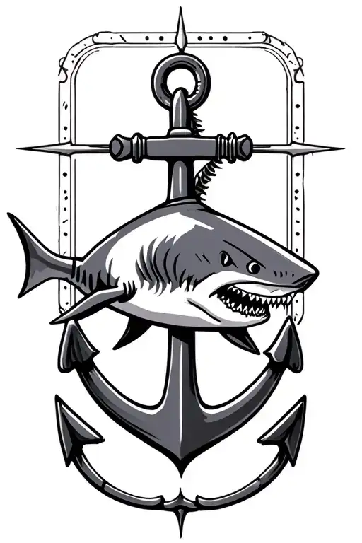 shark compas anchor  tattoo design idea