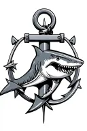 shark compas anchor  tattoo design idea