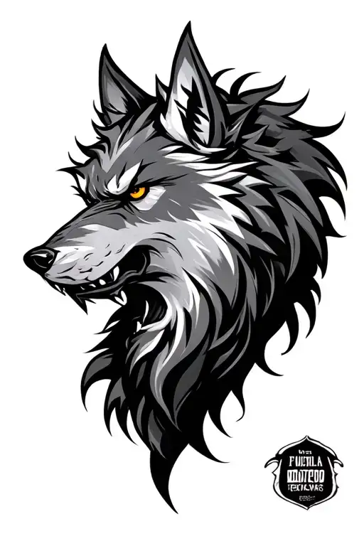 FENRIR head side view angry tattoo design idea