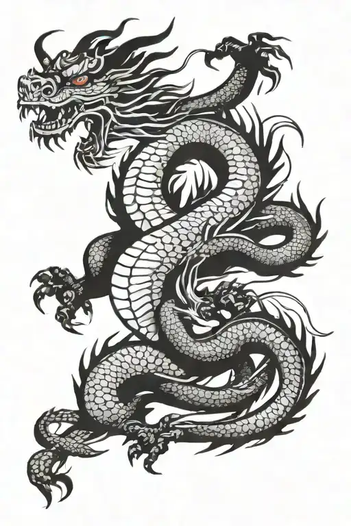 dragon traditional chinees  for hand holdin  tattoo design idea
