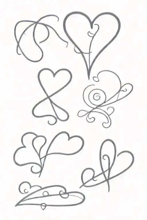 FOUR HEART OUTLINES EACH WITH THE NUMBERS 2002, 2006, 2007, 2012 IN EACH ONE tattoo design idea