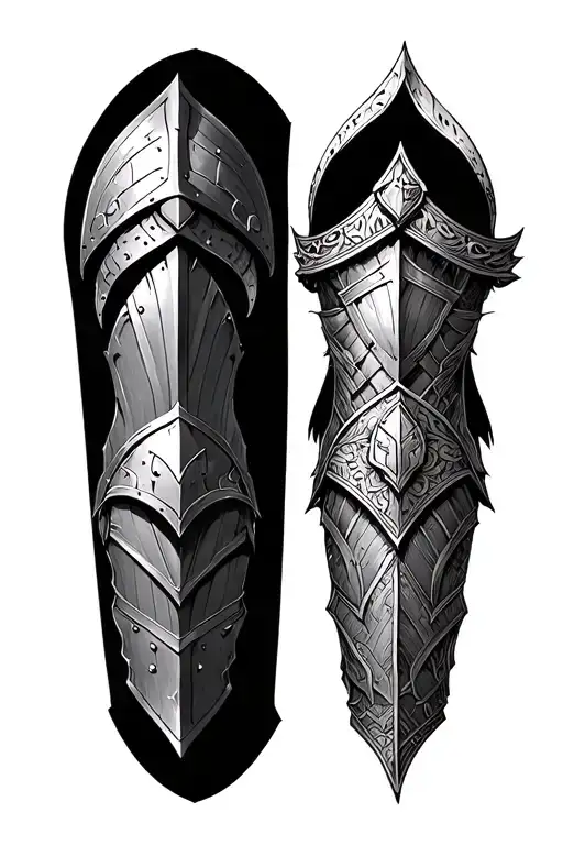 knight / gladiator armor leg sleeve tattoo tattoo design idea