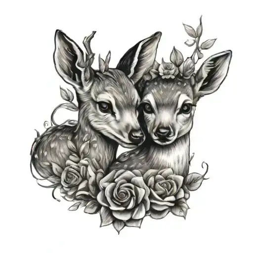 baby dear and mama dear tattoo design idea