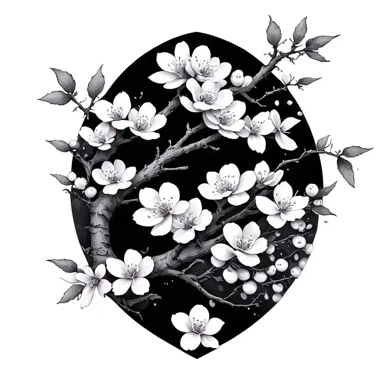 cherry blossom tree branches shaped like tattoo design idea