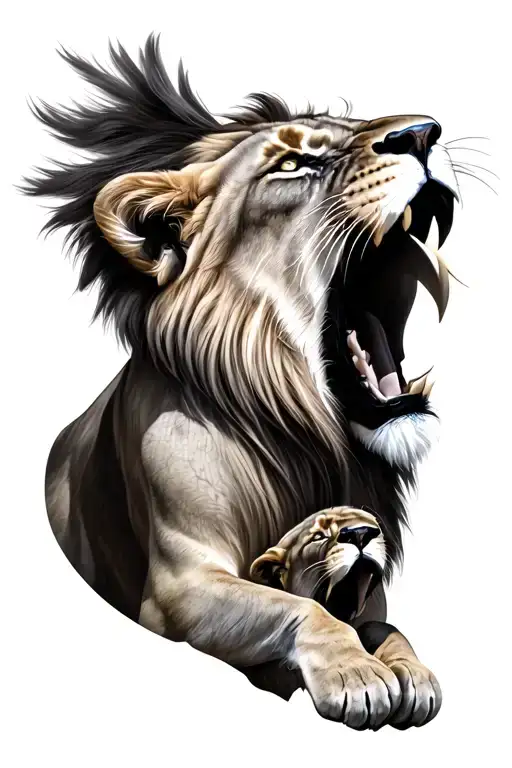 family lion roaring tattoo design idea