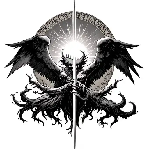 war between heaven and hell tattoo design idea