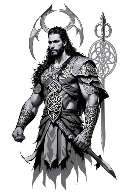 Celtic warrior  tattoo design idea