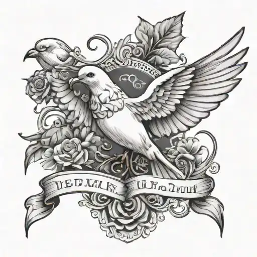 dove with verse written tattoo design idea