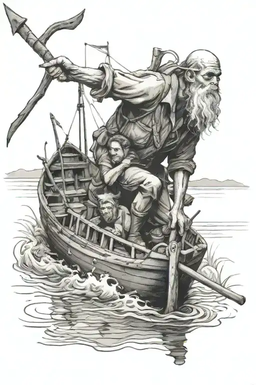 the ferryman charon boatman tattoo design idea