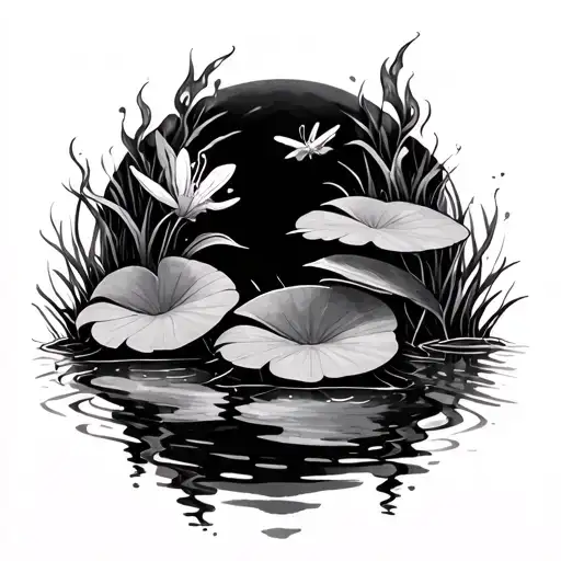 froggs lilly pads and fire flys in memory of tiley tattoo design idea