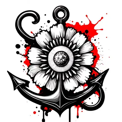 sun, anchor, flower, ribbon, semicolon tattoo design idea