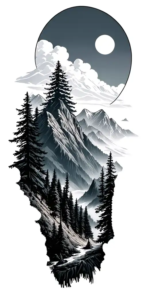 blue ridge mountains tattoo design idea