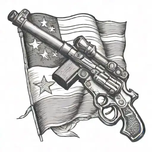 Texas flag with a gun and a sledge hammer on it tattoo design idea