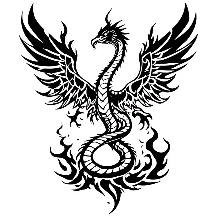 cobra phoenix rising from the ashes tattoo design idea