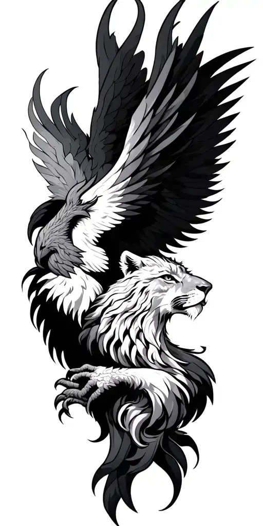 leo and phoenix sleeve tattoo featuring tattoo design idea