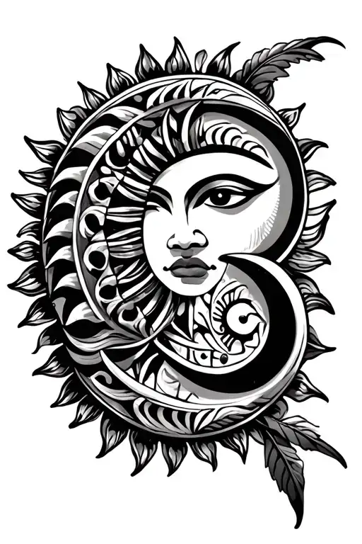 quisqueya dominican tribal tattoo include taino sun and moon to symbolize balance tattoo design idea
