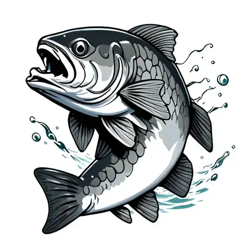 Wap and Finger Trout swimming tattoo design idea