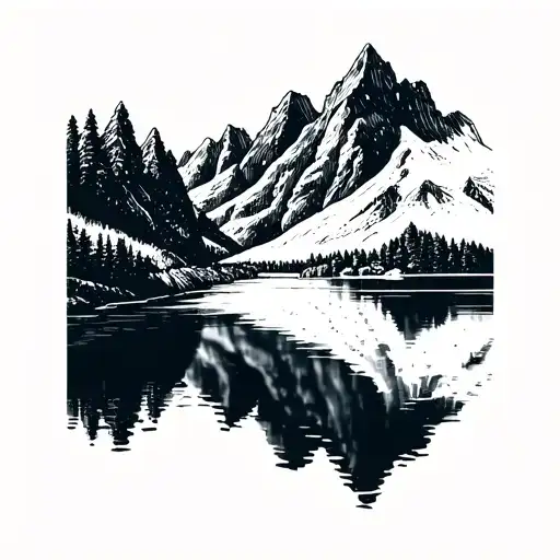 I want a minimalist fine-line tattoo featuring aesthetic mountains to represent my hometown, Annecy, France. tattoo design idea