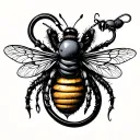 Candyman hook with bee hive pattern tattoo design idea