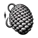 Candyman hook with bee hive pattern tattoo design idea