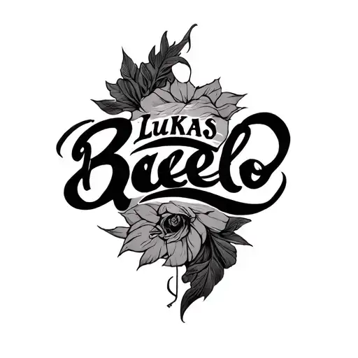 Lukas , Baelo combined on forearm negative script tattoo design idea