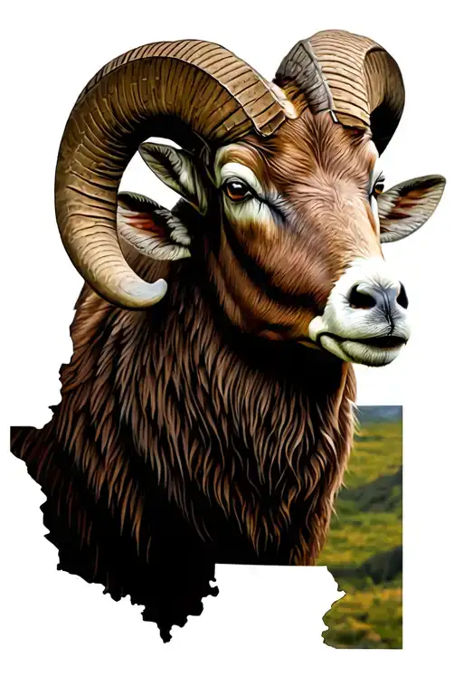 Bighorn Sheep with NV state outline tattoo design idea