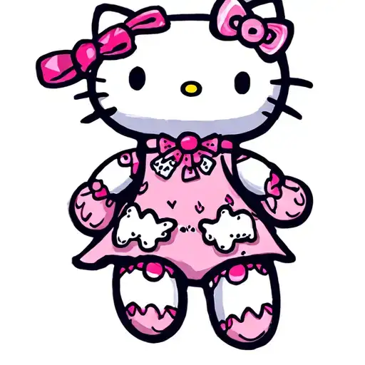 hello kitty voodoo doll tattoo design idea