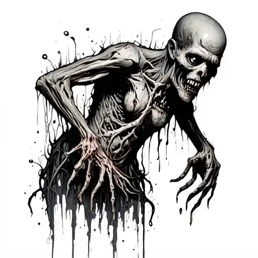 zombie bio organical ripping tattoo design idea