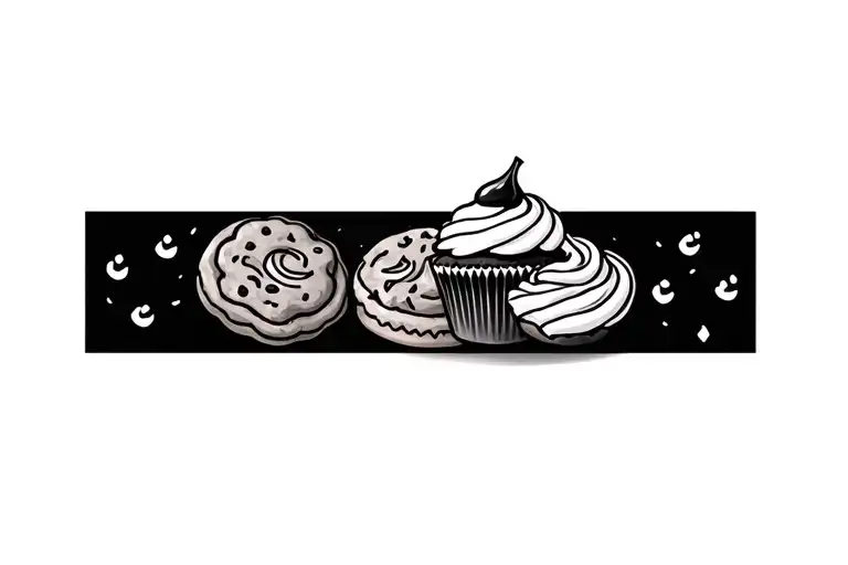 cupcake and cookies tattoo design idea