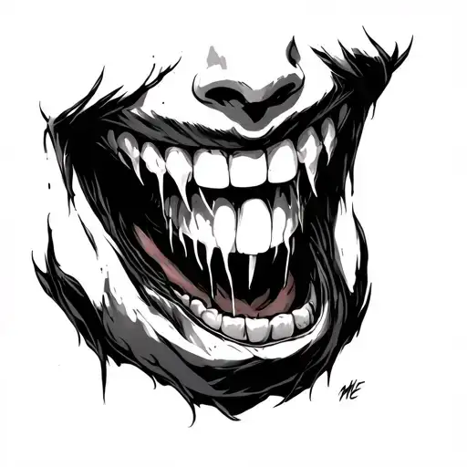 vampire fangs bite me tattoo design idea