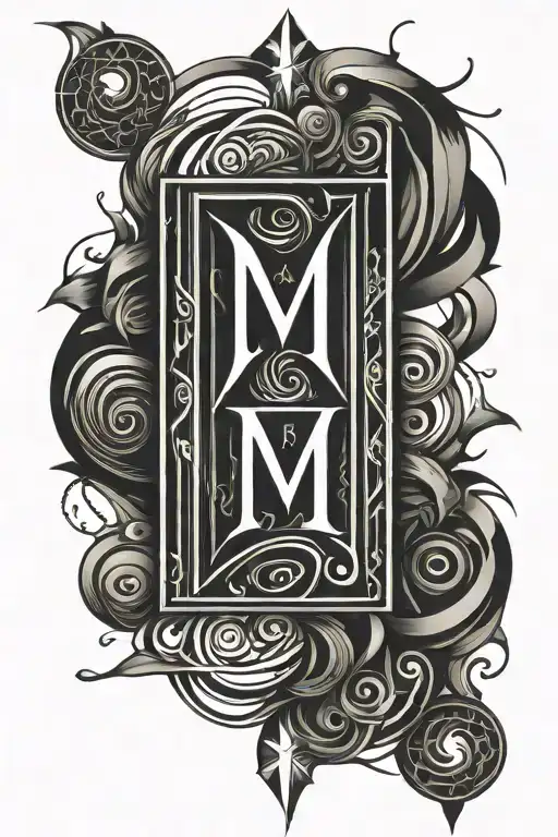 Vertical letters "M" "A" "D" tattoo design idea