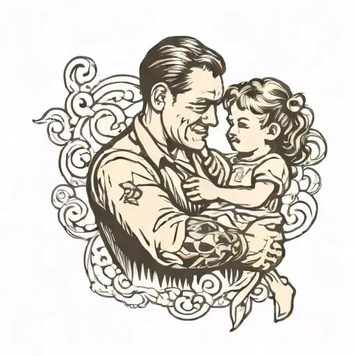 father holding hand with daughter  tattoo design idea