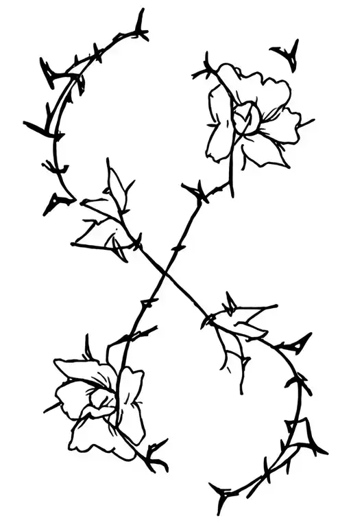floral, cross, vines, barbed wire  tattoo design idea
